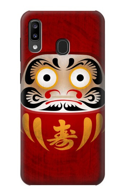 W3023 Japon Bonne chance Daruma Poupée Etui Coque Housse et Flip Housse Cuir pour Samsung Galaxy A20, Galaxy A30