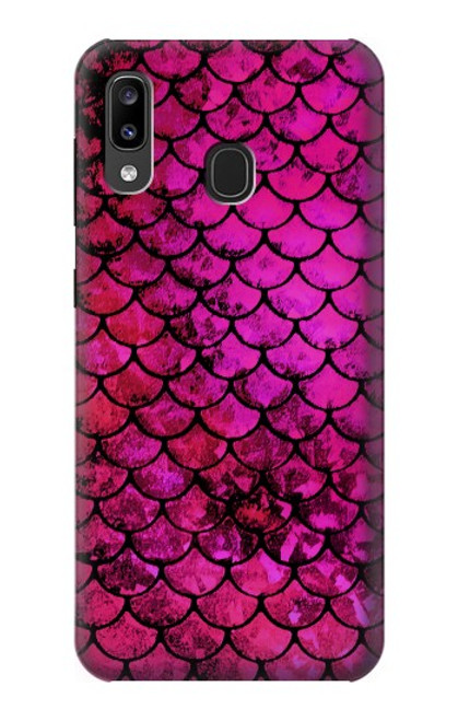 W3051 Rose Sirène écailles de poisson Etui Coque Housse et Flip Housse Cuir pour Samsung Galaxy A20, Galaxy A30