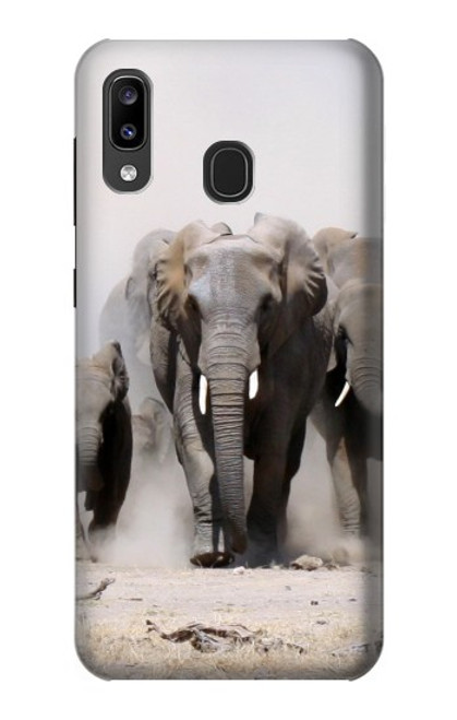 W3142 éléphant d'Afrique Etui Coque Housse et Flip Housse Cuir pour Samsung Galaxy A20, Galaxy A30