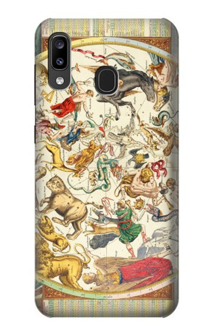 W3145 Constellation antique Carte du ciel étoilé Etui Coque Housse et Flip Housse Cuir pour Samsung Galaxy A20, Galaxy A30