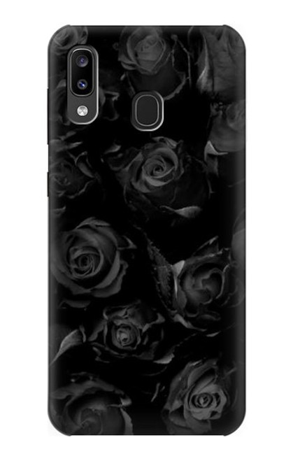 W3153 Noir Roses Etui Coque Housse et Flip Housse Cuir pour Samsung Galaxy A20, Galaxy A30