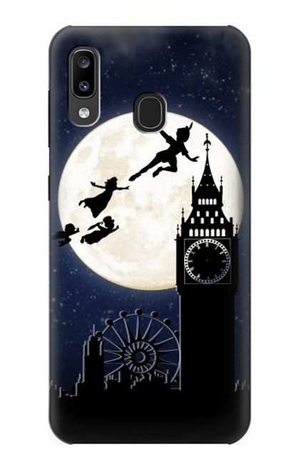 W3249 Peter Pan Pleine Lune Nuit Etui Coque Housse et Flip Housse Cuir pour Samsung Galaxy A20, Galaxy A30