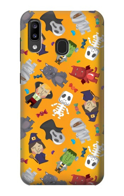 W3275 Mignon Halloween Motif Dessin animé Etui Coque Housse et Flip Housse Cuir pour Samsung Galaxy A20, Galaxy A30