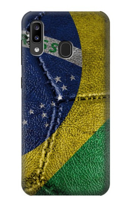 W3297 Brésil Drapeau graphique Football Millésime Etui Coque Housse et Flip Housse Cuir pour Samsung Galaxy A20, Galaxy A30