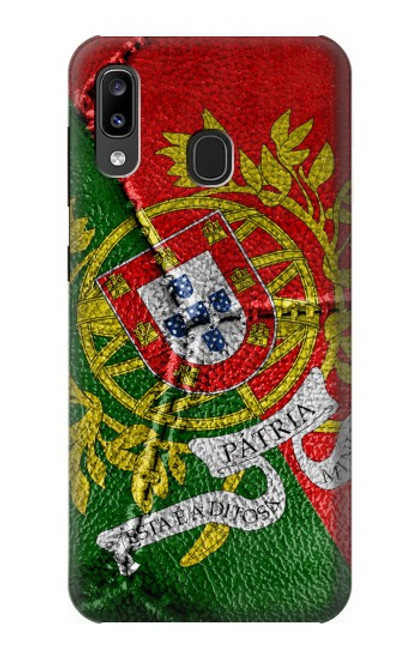 W3300 Portugal Drapeau graphique Football Millésime Etui Coque Housse et Flip Housse Cuir pour Samsung Galaxy A20, Galaxy A30