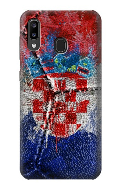 W3313 Croatie Drapeau graphique Football Millésime Etui Coque Housse et Flip Housse Cuir pour Samsung Galaxy A20, Galaxy A30