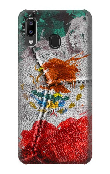 W3314 Mexique Drapeau Vinatage Football Graphique Etui Coque Housse et Flip Housse Cuir pour Samsung Galaxy A20, Galaxy A30