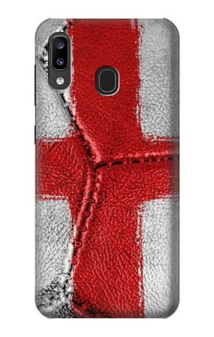 W3316 Angleterre Drapeau graphique Football Millésime Etui Coque Housse et Flip Housse Cuir pour Samsung Galaxy A20, Galaxy A30