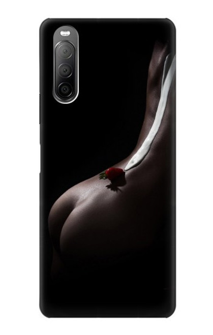 W0546 Sexy Crème fraise Etui Coque Housse et Flip Housse Cuir pour Sony Xperia 10 II