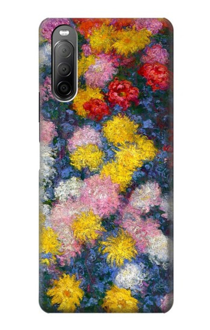 W3342 Claude Monet Chrysanthèmes Etui Coque Housse et Flip Housse Cuir pour Sony Xperia 10 II