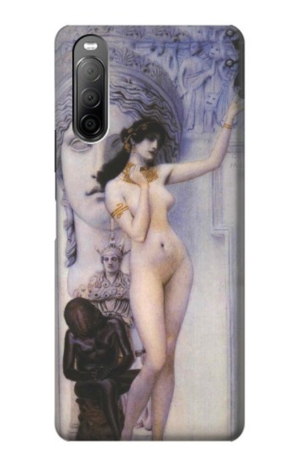 W3353 Gustav Klimt Allégorie de la sculpture Etui Coque Housse et Flip Housse Cuir pour Sony Xperia 10 II