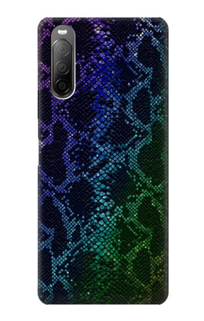 W3366 Arc en ciel Python graphique Imprimer Peau Etui Coque Housse et Flip Housse Cuir pour Sony Xperia 10 II