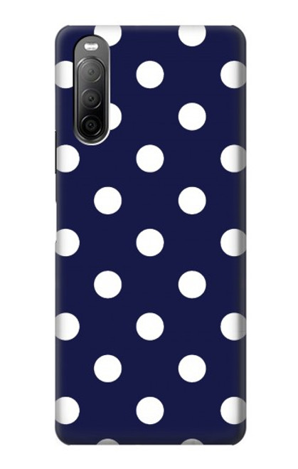 W3533 Bleu à pois Etui Coque Housse et Flip Housse Cuir pour Sony Xperia 10 II