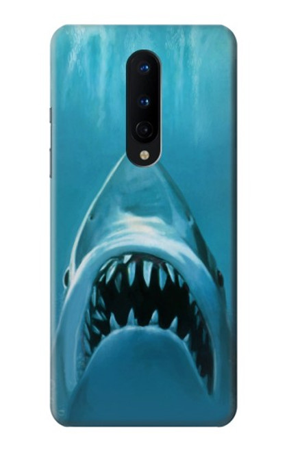 W0830 Requin blanc Etui Coque Housse et Flip Housse Cuir pour OnePlus 8