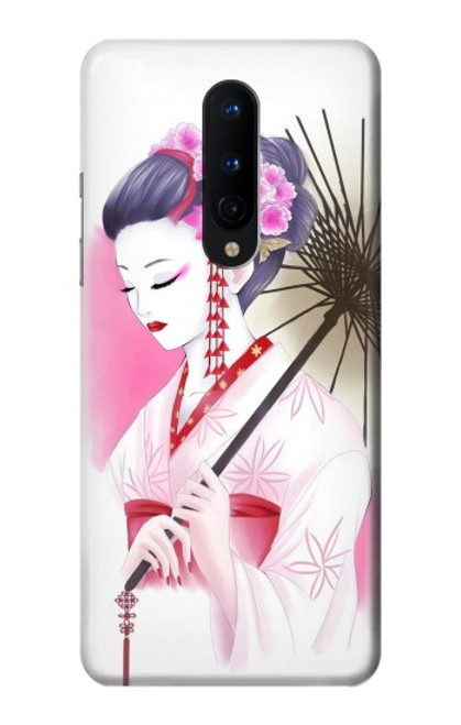 W2579 Traditionnelle japonaise Geisha Kimono Etui Coque Housse et Flip Housse Cuir pour OnePlus 8