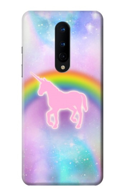 W3070 Arc en ciel pastel ciel Licorne Etui Coque Housse et Flip Housse Cuir pour OnePlus 8