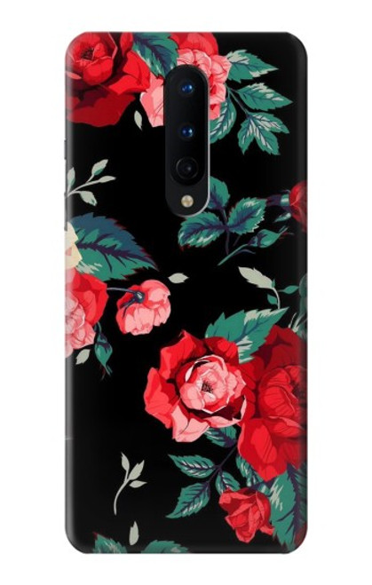 W3112 Motif floral Rose Noir Etui Coque Housse et Flip Housse Cuir pour OnePlus 8