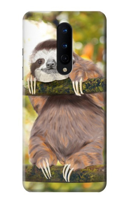 W3138 Peinture mignon bébé Sloth Etui Coque Housse et Flip Housse Cuir pour OnePlus 8