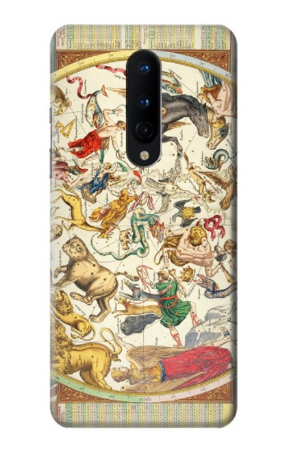 W3145 Constellation antique Carte du ciel étoilé Etui Coque Housse et Flip Housse Cuir pour OnePlus 8