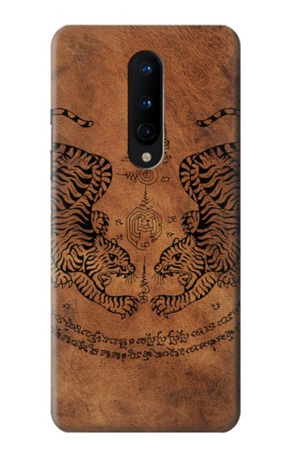 W3209 Sak Yant jumeau Tigre Etui Coque Housse et Flip Housse Cuir pour OnePlus 8