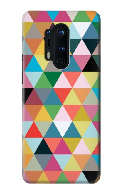 W3049 Triangles Couleurs vibrantes Etui Coque Housse et Flip Housse Cuir pour OnePlus 8 Pro