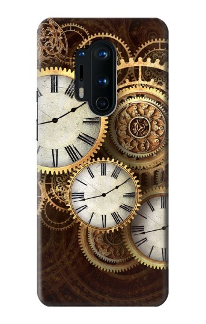 W3172 Horloge or Etui Coque Housse et Flip Housse Cuir pour OnePlus 8 Pro