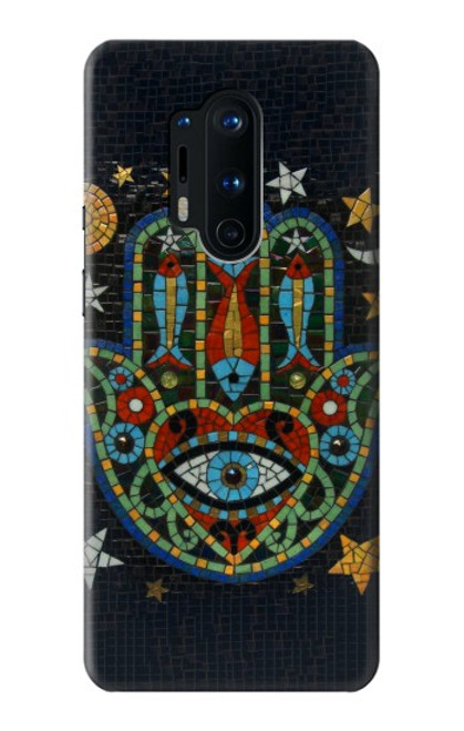 W3175 Hamsa Mosaïques main Etui Coque Housse et Flip Housse Cuir pour OnePlus 8 Pro