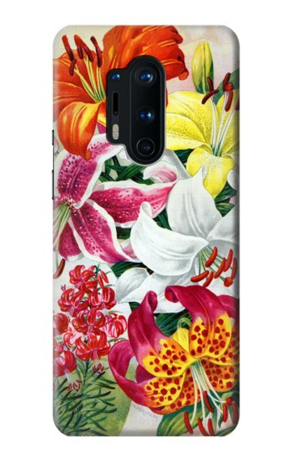 W3205 Fleurs Art Retro Etui Coque Housse et Flip Housse Cuir pour OnePlus 8 Pro