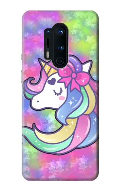 W3264 Pastel Licorne Etui Coque Housse et Flip Housse Cuir pour OnePlus 8 Pro