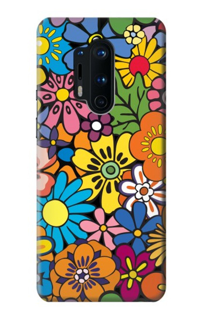 W3281 Motif coloré Hippie Fleurs Etui Coque Housse et Flip Housse Cuir pour OnePlus 8 Pro