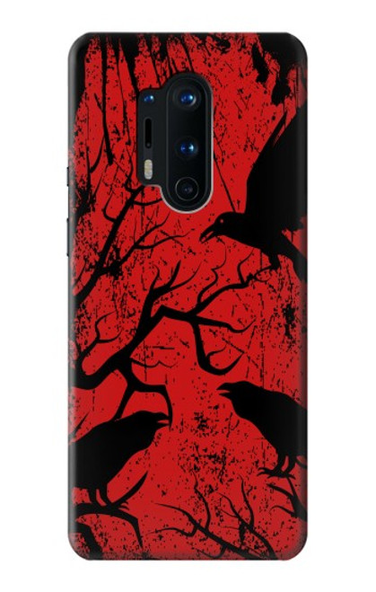 W3325 Corbeau Noir Sang Arbre Etui Coque Housse et Flip Housse Cuir pour OnePlus 8 Pro