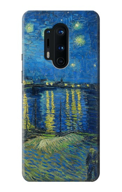 W3336 Van Gogh Nuit étoilée sur le Rhône Etui Coque Housse et Flip Housse Cuir pour OnePlus 8 Pro