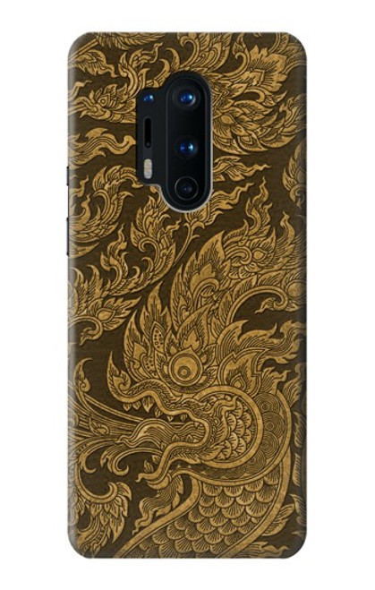 W3382 Art de la peinture thaïlandaise Naga Etui Coque Housse et Flip Housse Cuir pour OnePlus 8 Pro