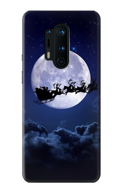 W3508 Noël Père Noël Lune Etui Coque Housse et Flip Housse Cuir pour OnePlus 8 Pro