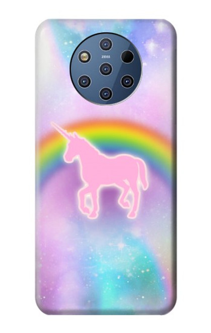 W3070 Arc en ciel pastel ciel Licorne Etui Coque Housse et Flip Housse Cuir pour Nokia 9 PureView