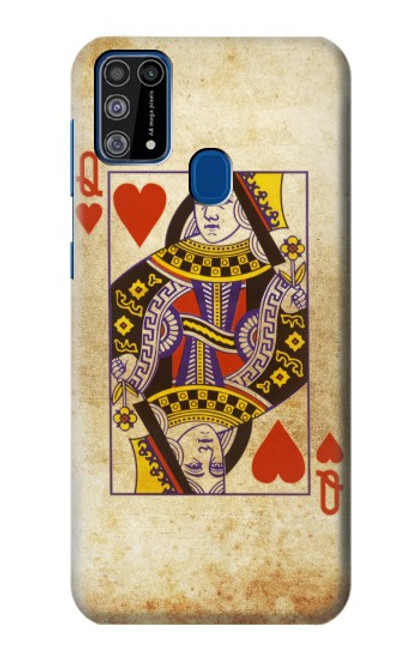 W2833 Poker Carte Coeurs Reine Etui Coque Housse et Flip Housse Cuir pour Samsung Galaxy M31