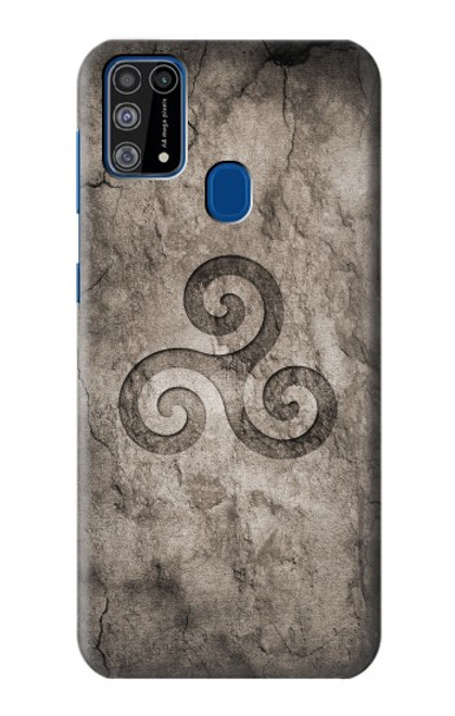 W2892 Symbole Triskele Texture de pierre Etui Coque Housse et Flip Housse Cuir pour Samsung Galaxy M31