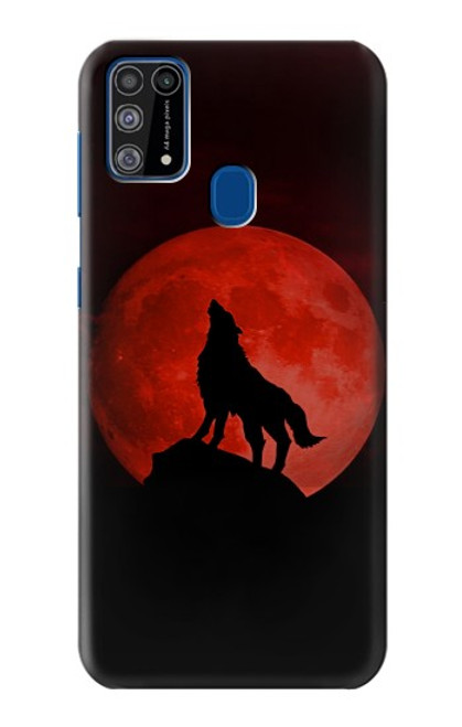 W2955 Loup Hurlant Rouge Lune Etui Coque Housse et Flip Housse Cuir pour Samsung Galaxy M31