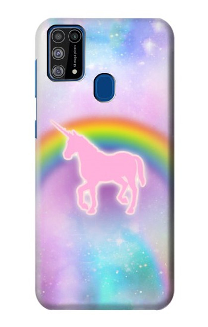 W3070 Arc en ciel pastel ciel Licorne Etui Coque Housse et Flip Housse Cuir pour Samsung Galaxy M31