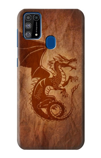 W3086 Rouge dragon Tatouage Etui Coque Housse et Flip Housse Cuir pour Samsung Galaxy M31