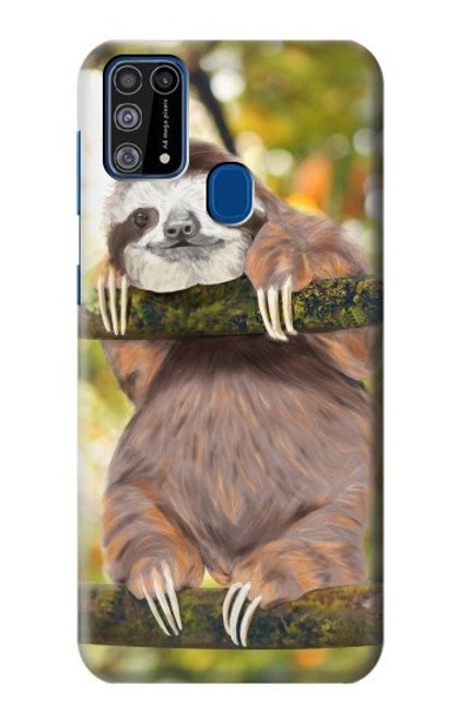 W3138 Peinture mignon bébé Sloth Etui Coque Housse et Flip Housse Cuir pour Samsung Galaxy M31