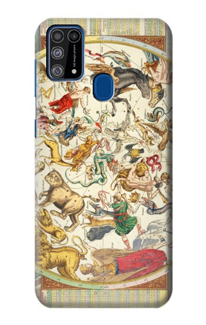 W3145 Constellation antique Carte du ciel étoilé Etui Coque Housse et Flip Housse Cuir pour Samsung Galaxy M31