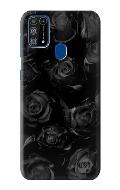 W3153 Noir Roses Etui Coque Housse et Flip Housse Cuir pour Samsung Galaxy M31