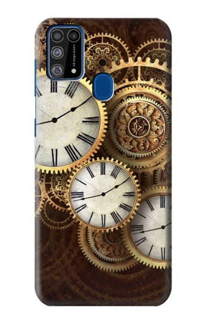 W3172 Horloge or Etui Coque Housse et Flip Housse Cuir pour Samsung Galaxy M31