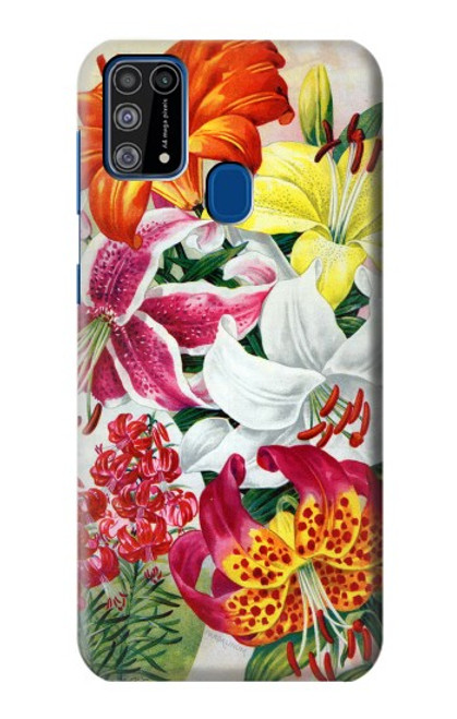 W3205 Fleurs Art Retro Etui Coque Housse et Flip Housse Cuir pour Samsung Galaxy M31