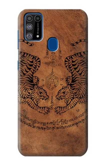 W3209 Sak Yant jumeau Tigre Etui Coque Housse et Flip Housse Cuir pour Samsung Galaxy M31