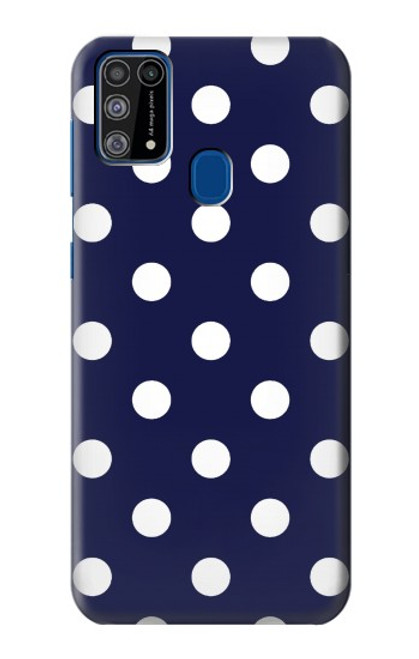 W3533 Bleu à pois Etui Coque Housse et Flip Housse Cuir pour Samsung Galaxy M31