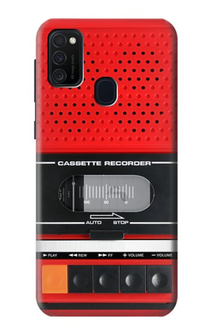 W3204 Rouge Cassette Recorder graphique Etui Coque Housse et Flip Housse Cuir pour Samsung Galaxy M21