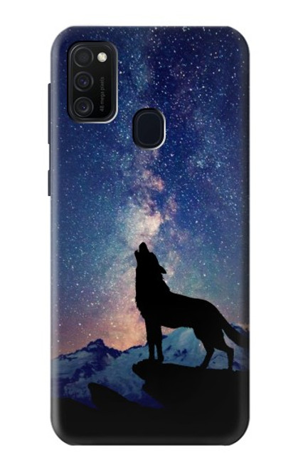 W3555 Loup Hurlant Million étoiles Etui Coque Housse et Flip Housse Cuir pour Samsung Galaxy M21