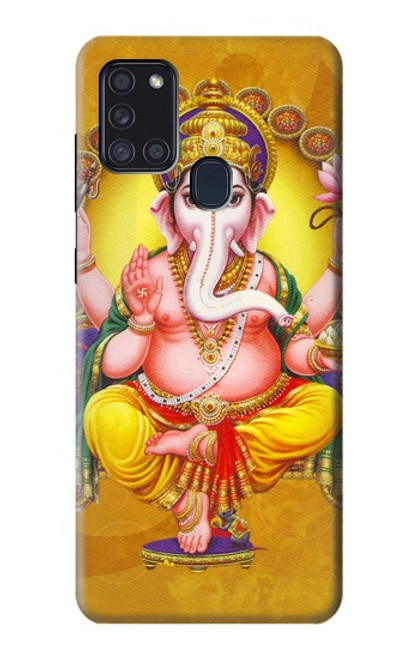 W0896 Ganesh Seigneur Dieu hindou Etui Coque Housse et Flip Housse Cuir pour Samsung Galaxy A21s